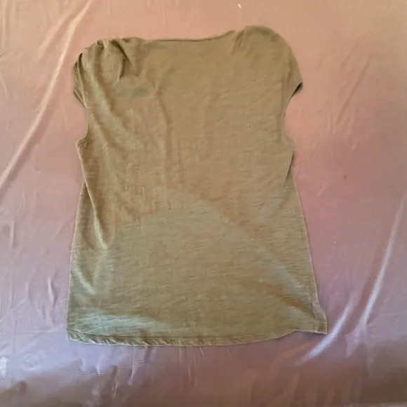 Saks Fifth Avenue 100% Cotton Pleated Sleeveless Olive Green Blouse Large - Picture 3 of 8